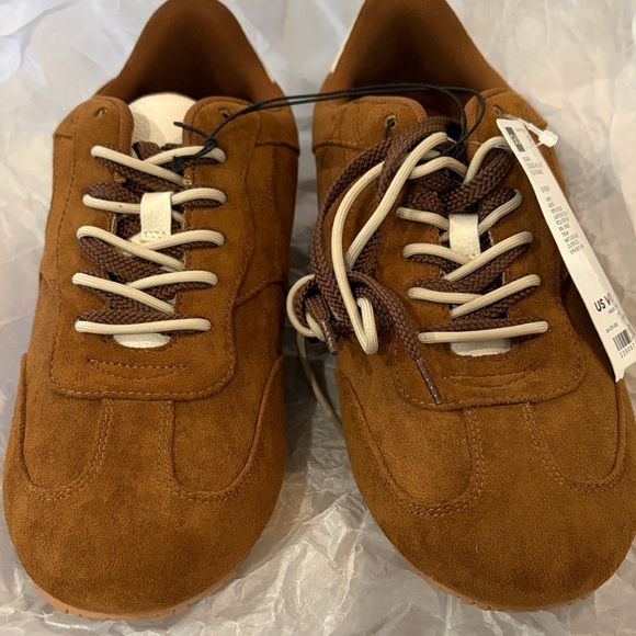 GU Brown Double Shoe Lace Flat Sneakers/NWT/7.5 - Picture 6 of 13